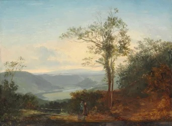 谷の川のある丘陵の風景